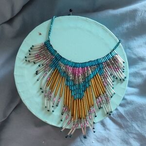 Elegant Multicolor Beaded Necklace 7" Long